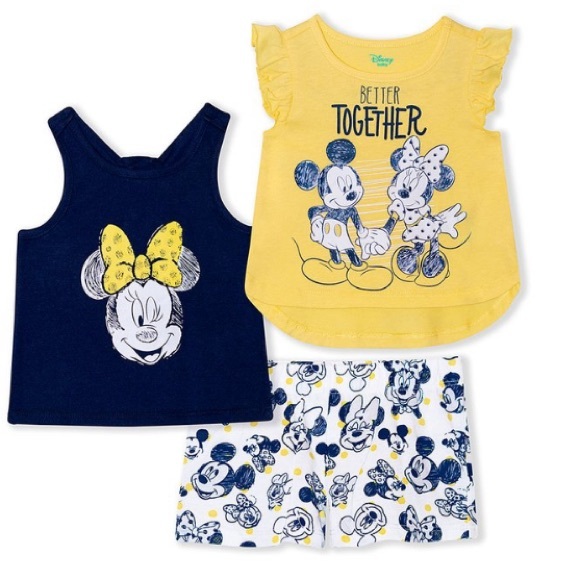Mickey Mouse & Minnie Mouse 3 Piece Shorts set - Picture 5 of 6